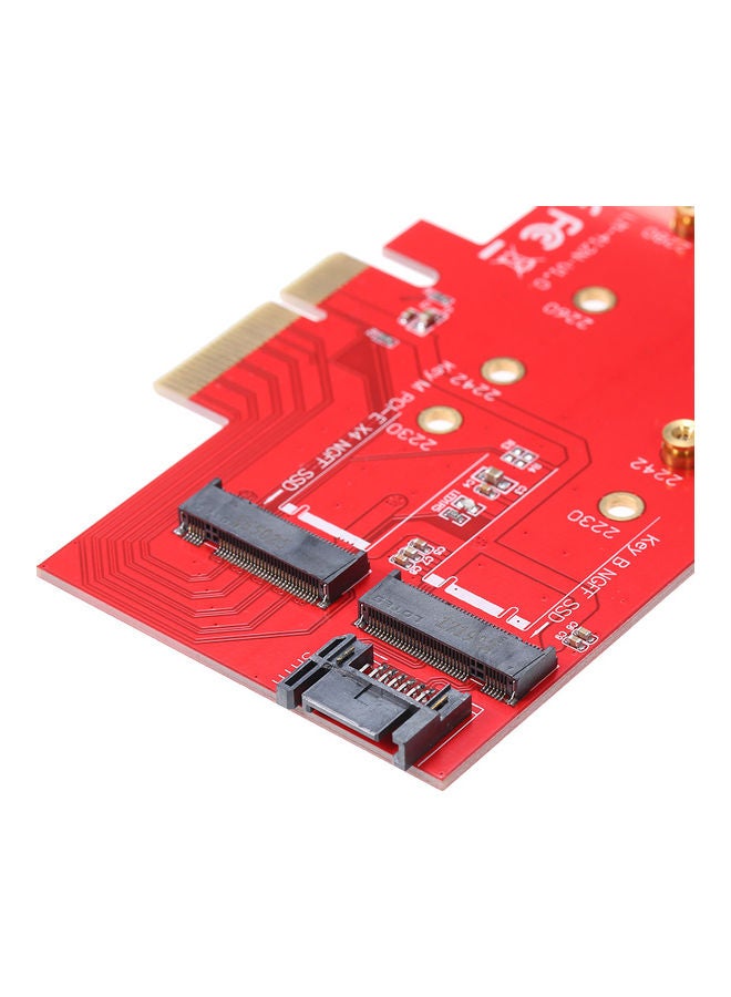 Generic NGFF SSD to PCI-E Express Adapter Dual Slots Red/Silver  - Image 4