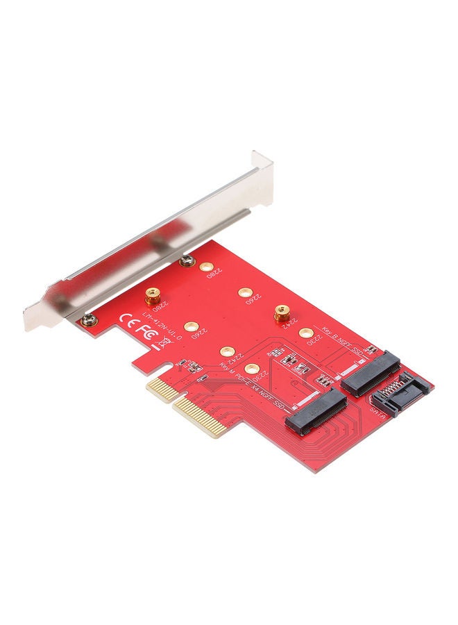 Generic NGFF SSD to PCI-E Express Adapter Dual Slots Red/Silver  - Image 5