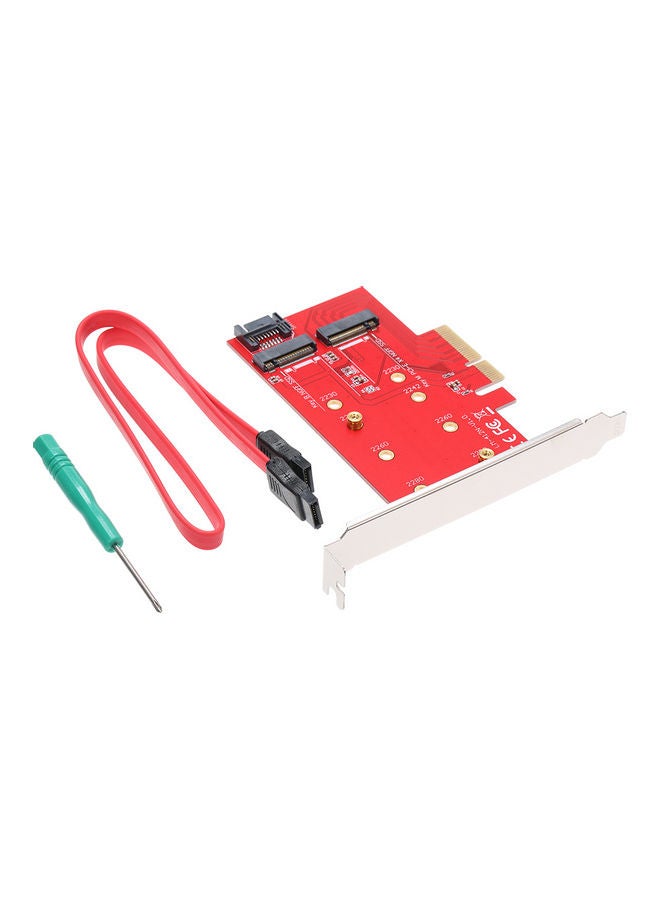 Generic - NGFF SSD to PCI-E Express Adapter Dual Slots Red/Silver - Image 1
