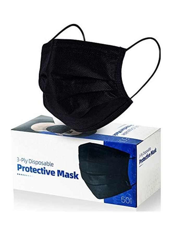 50-Pack 3 Layer Face Mask Black 