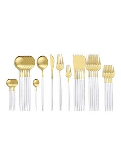 XiuWoo 30-Piece Various Size Stainless Steel Cutlery Set Golden/White 