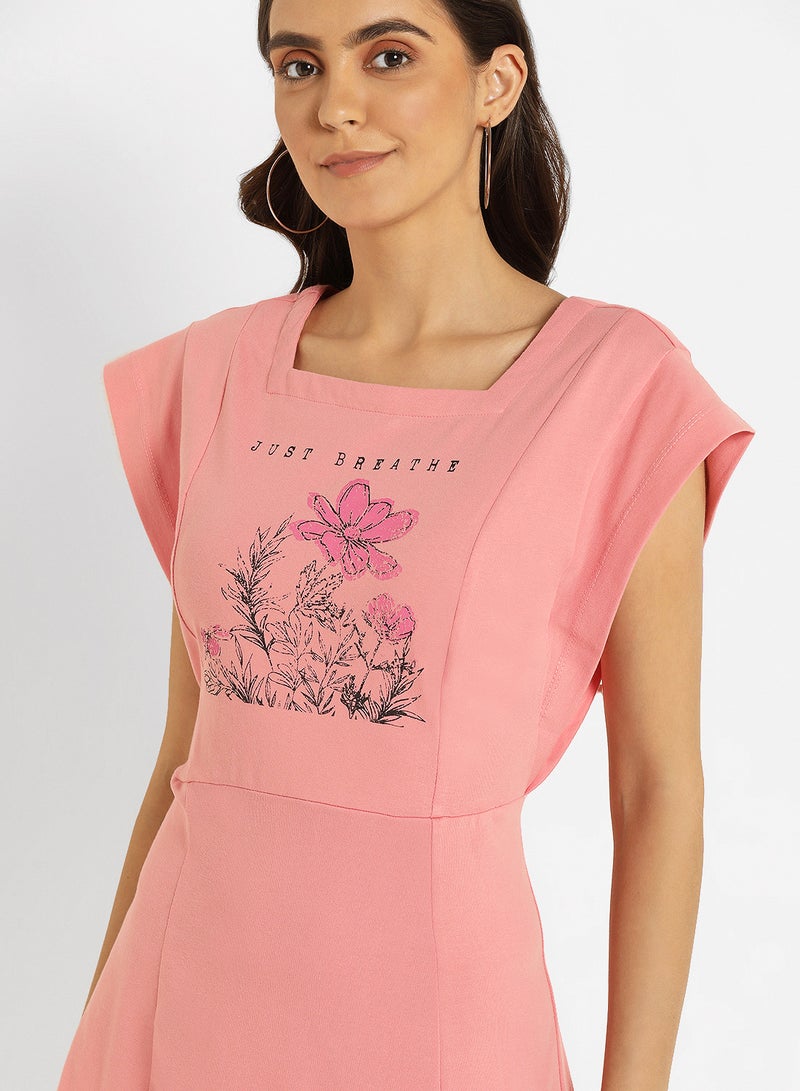 ABOF - Fit And Flare Mini Dress Pink - Image 1
