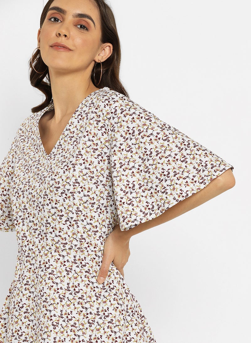 ABOF Flared Sleeve Printed Dress Multicolour  - Image 3