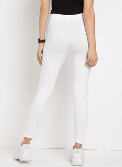 ABOF Rise Printed High Waist Elastic Waistband Skinny Fit Leggings White  - Image 2