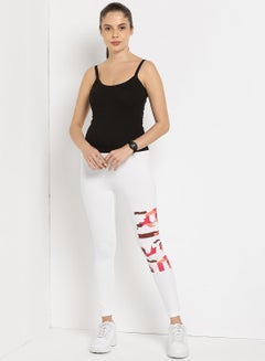 ABOF Rise Printed High Waist Elastic Waistband Skinny Fit Leggings White  - Image 3