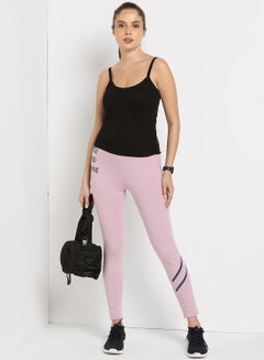 ABOF Rise And Shine Slogan Printed High Waist Skinny Fit Leggings Crocus Petal  - Image 3