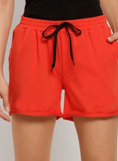 ABOF Elastic Waistband Drawstring Mid Rise Shorts Orange Rust  - Image 3