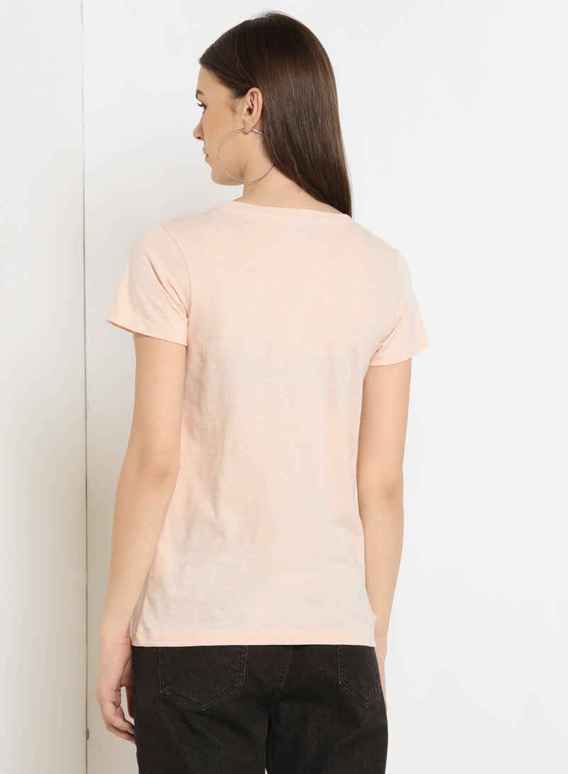ABOF Kindness Flower Printed Round Neck T-Shirt Pink - Image 2