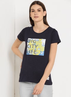 ABOF Big City Life Printed Round Neck T-Shirt Eclipse  - Image 1