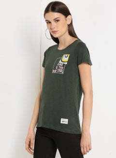 ABOF Kind Is The New Cool Printed Regular Fit Round Neck T-Shirt Green  - Image 1