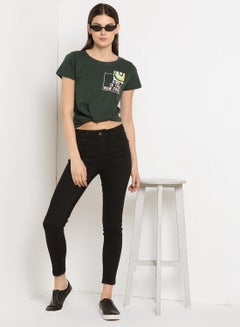 ABOF Kind Is The New Cool Printed Regular Fit Round Neck T-Shirt Green  - Image 3