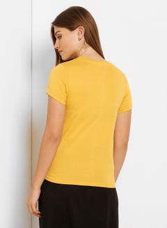 ABOF Snowcity Printed Regular Fit Round Neck T-Shirt Yellow  - Image 2