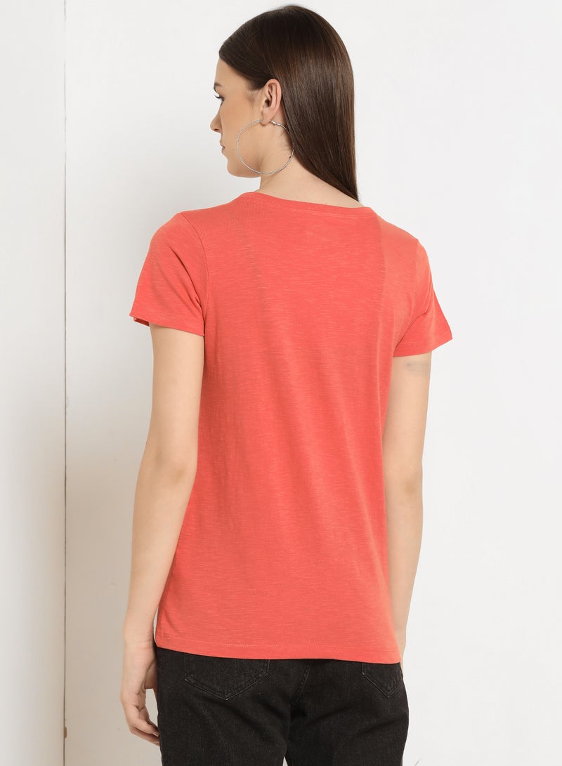 ABOF On The Road Again Graphic Printed Regular Fit Round Neck T-Shirt Orange  - Image 2