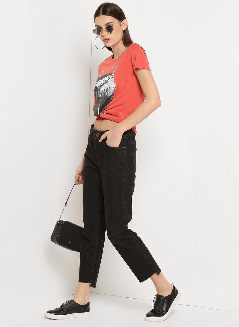 ABOF On The Road Again Graphic Printed Regular Fit Round Neck T-Shirt Orange  - Image 3