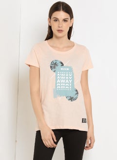 ABOF Far Away Graphic Printed Round Neck T-Shirt Pink  - Image 1