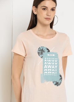 ABOF Far Away Graphic Printed Round Neck T-Shirt Pink  - Image 3