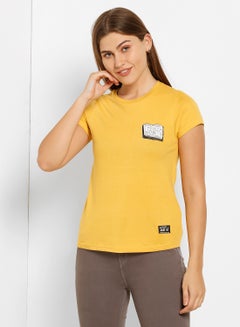 ABOF The Book Was Better Printed Regular Fit Crew Neck T-Shirt Mustard  - Image 1