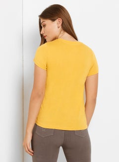 ABOF The Book Was Better Printed Regular Fit Crew Neck T-Shirt Mustard  - Image 2