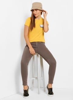 ABOF The Book Was Better Printed Regular Fit Crew Neck T-Shirt Mustard  - Image 3