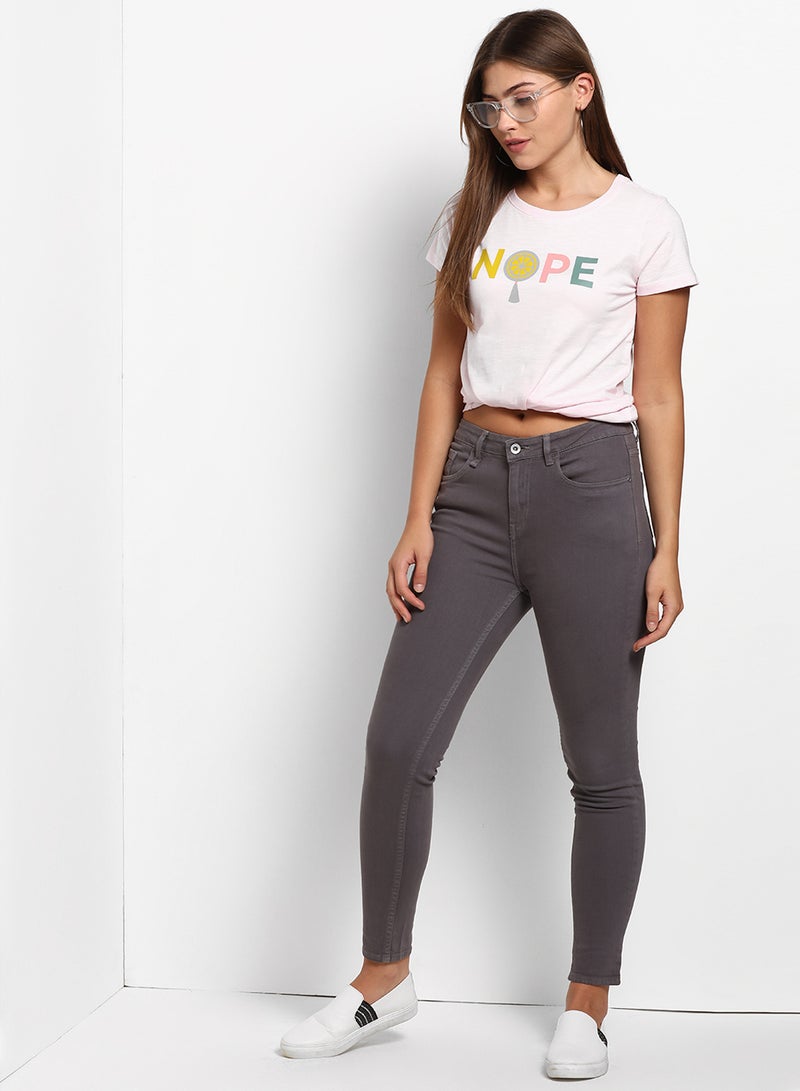 ABOF Graphic Printed Regular Fit Round Neck T-Shirt Lilac Snow - Image 3