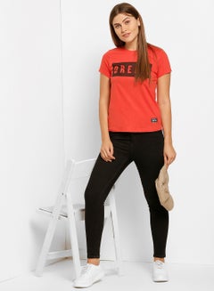 ABOF Dream Printed Regular Fit Crew Neck T-Shirt Red  - Image 3