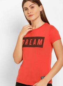 ABOF Dream Printed Regular Fit Crew Neck T-Shirt Red  - Image 4