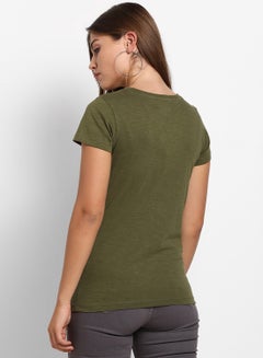 ABOF Go Explore Printed Round Neck T-Shirt Green  - Image 2
