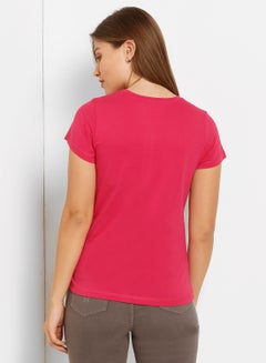 ABOF Graphic Printed Round Neck T-Shirt Pink  - Image 2