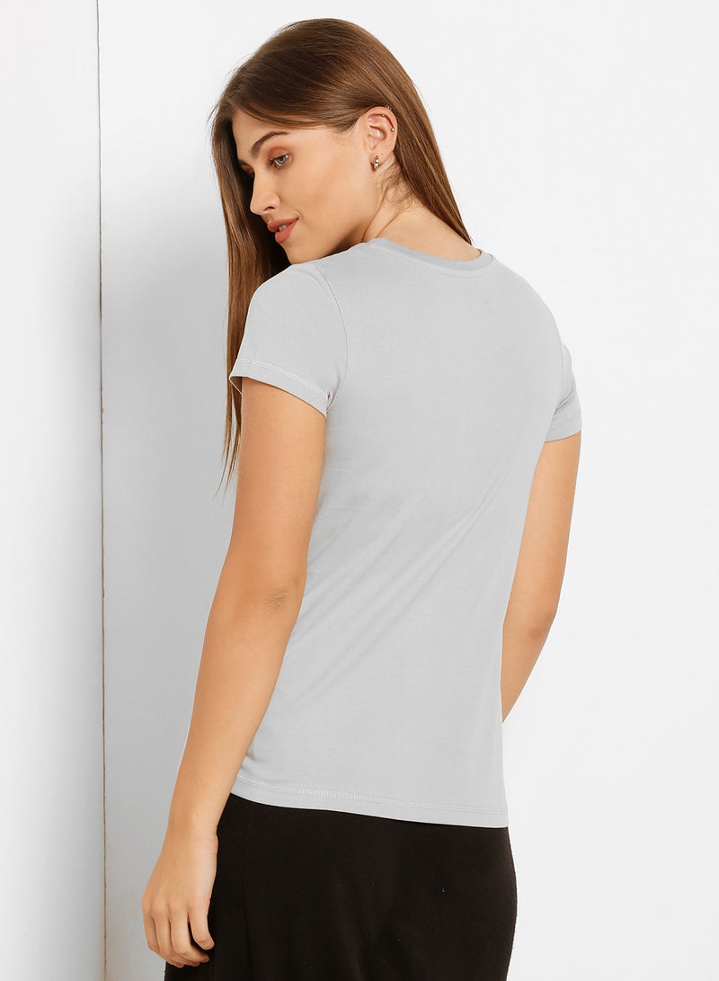ABOF I Regret Nothing Printed Regular Fit Crew Neck T-Shirt Grey - Image 2