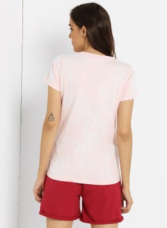 ABOF Amore Printed Crew Neck Regular Fit T-Shirt Cloud Pink  - Image 2