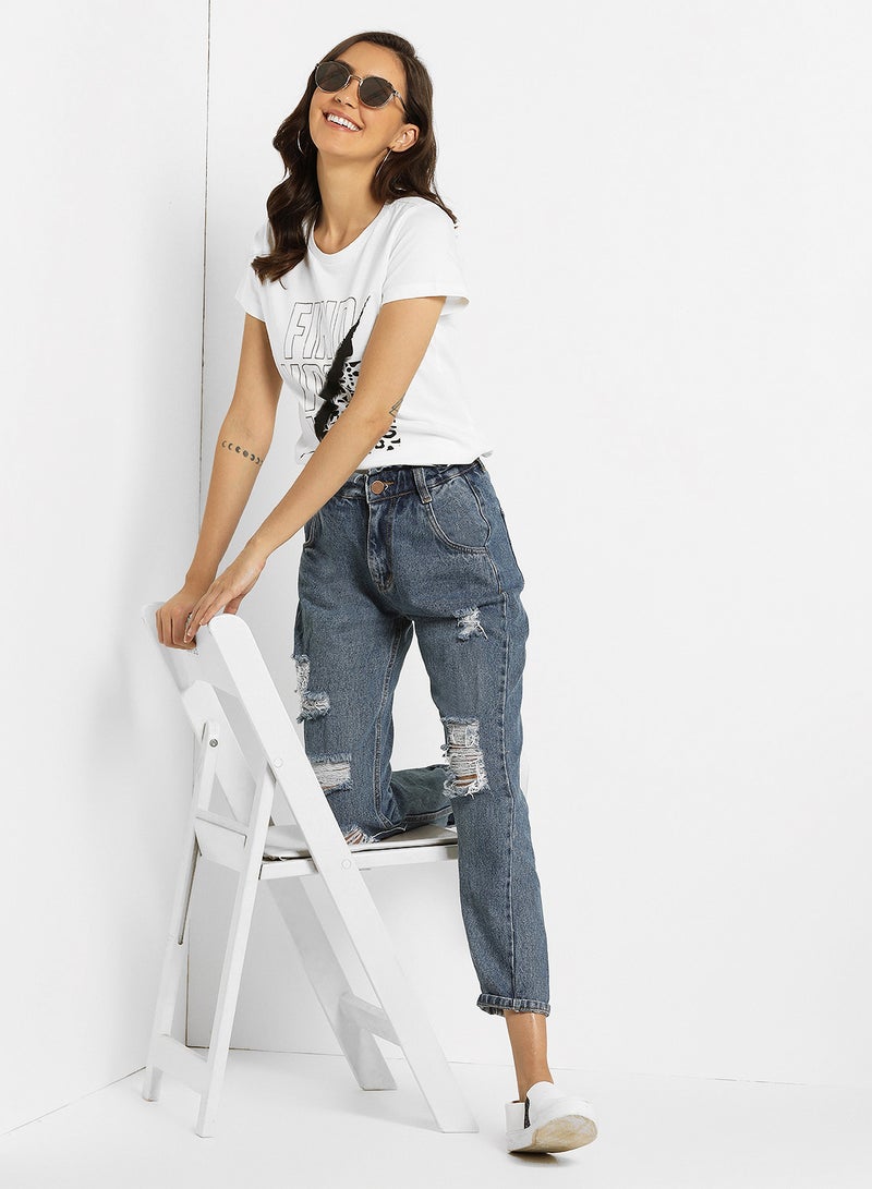 ABOF Find Your Wild Printed Crew Neck T-Shirt Egret - Image 3
