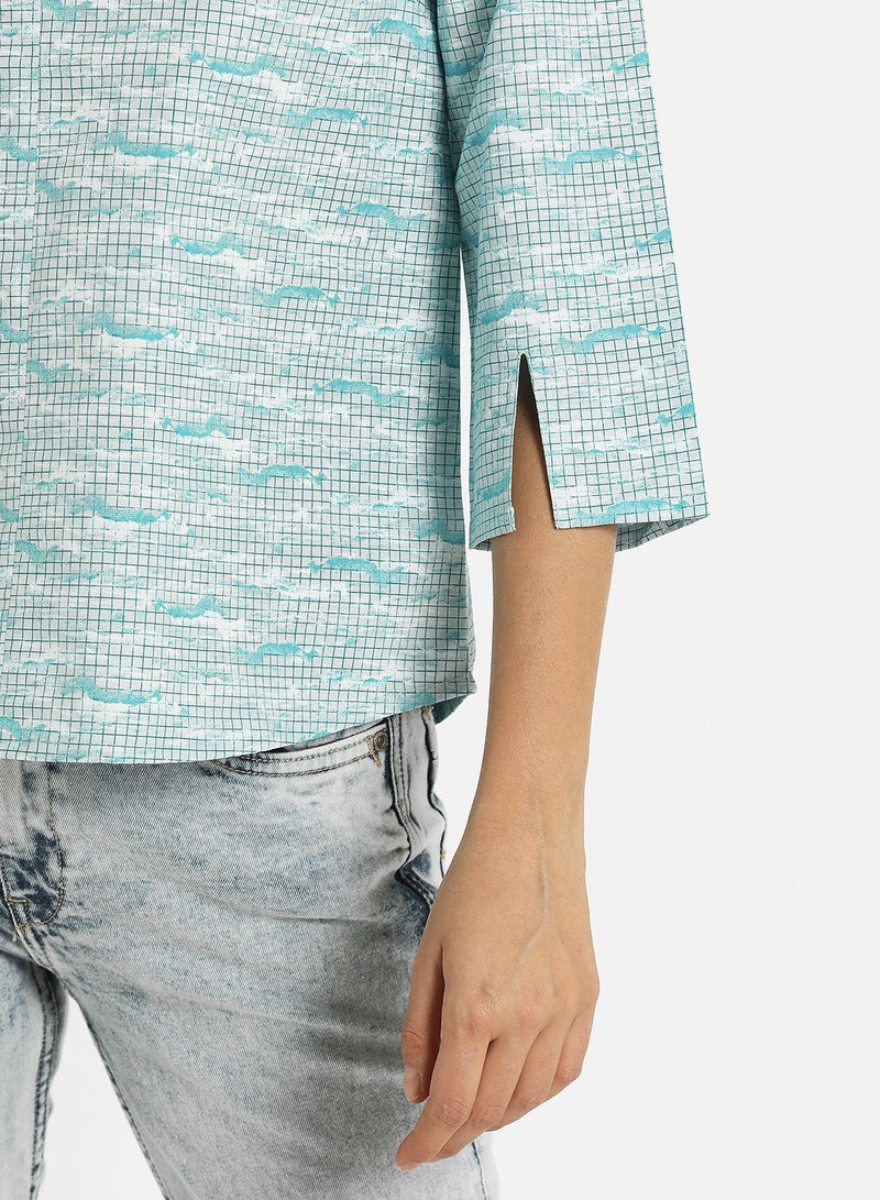 ABOF Keyhole Neck Printed Top Multicolour  - Image 5