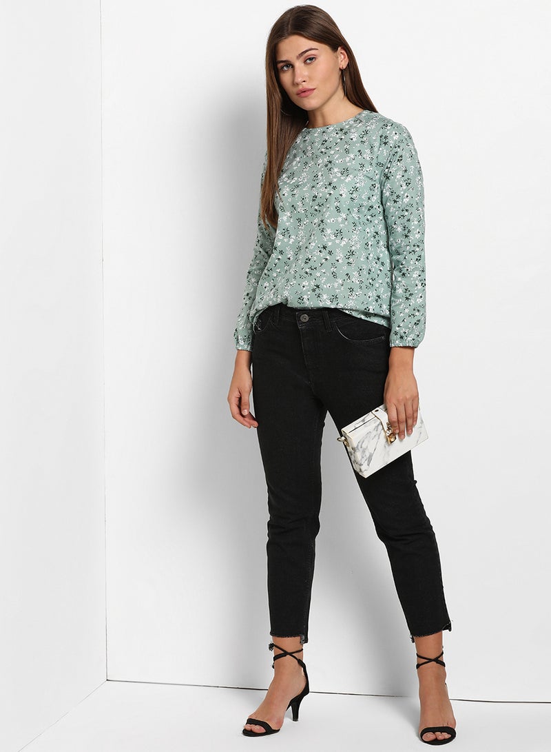 أيه بي أو أف بلوزة مطبوعة وبرقبة مستديرة متعدد الألوان - Image 4