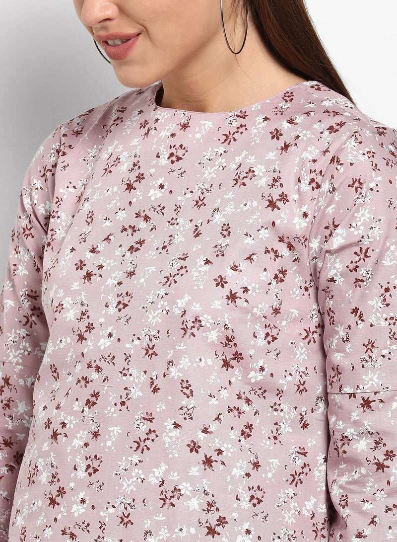 ABOF Casual Round Neck Printed Top Purple - Image 3