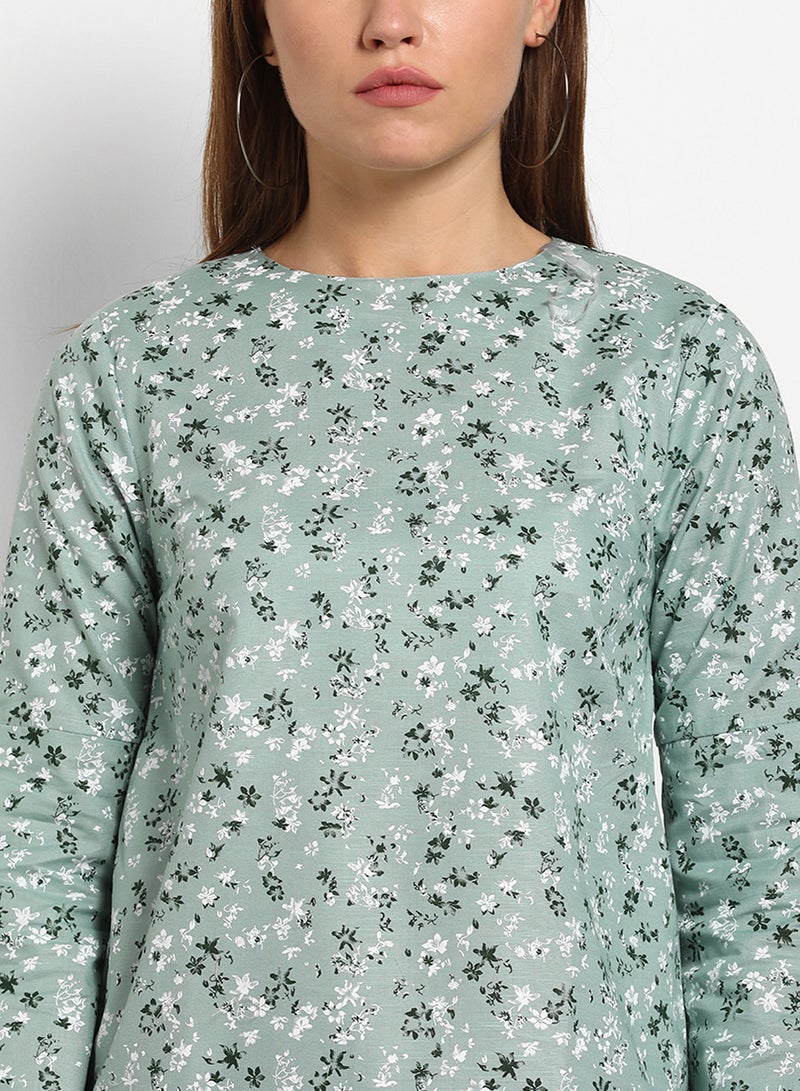 أيه بي أو أف بلوزة مطبوعة وبرقبة مستديرة متعدد الألوان - Image 3