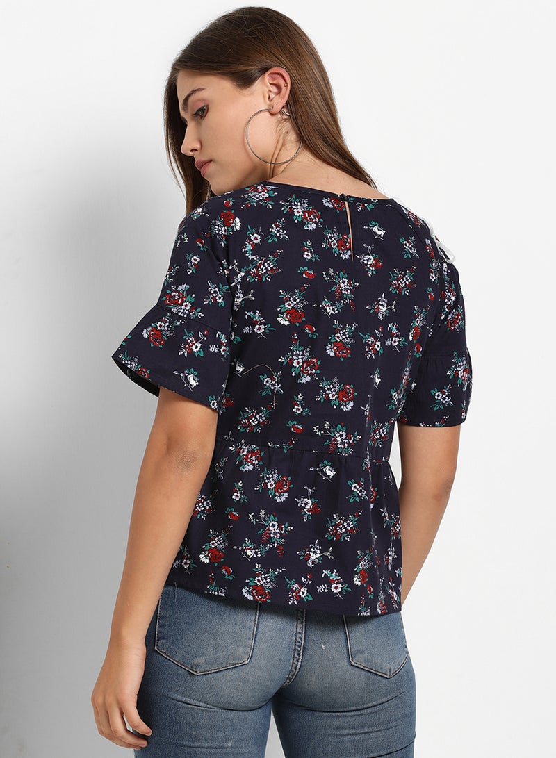 ABOF Casual Printed Top Blue/White  - Image 2