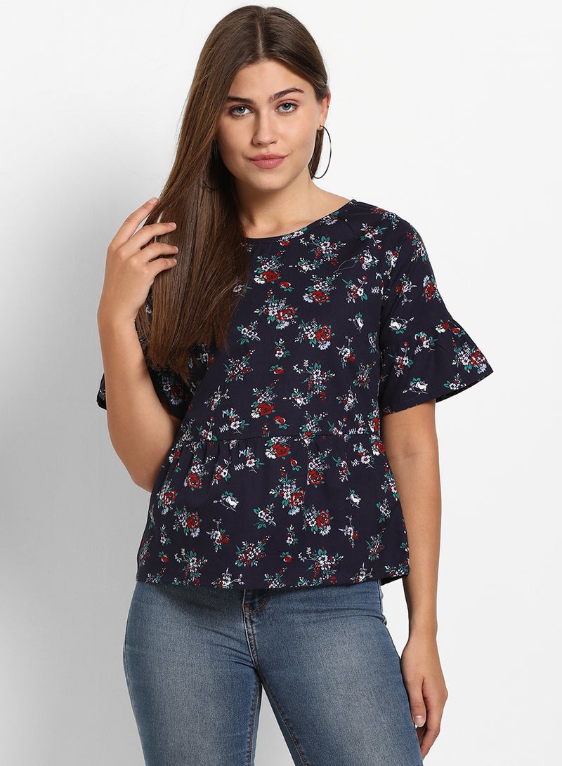 ABOF Casual Printed Top Blue/White  - Image 1