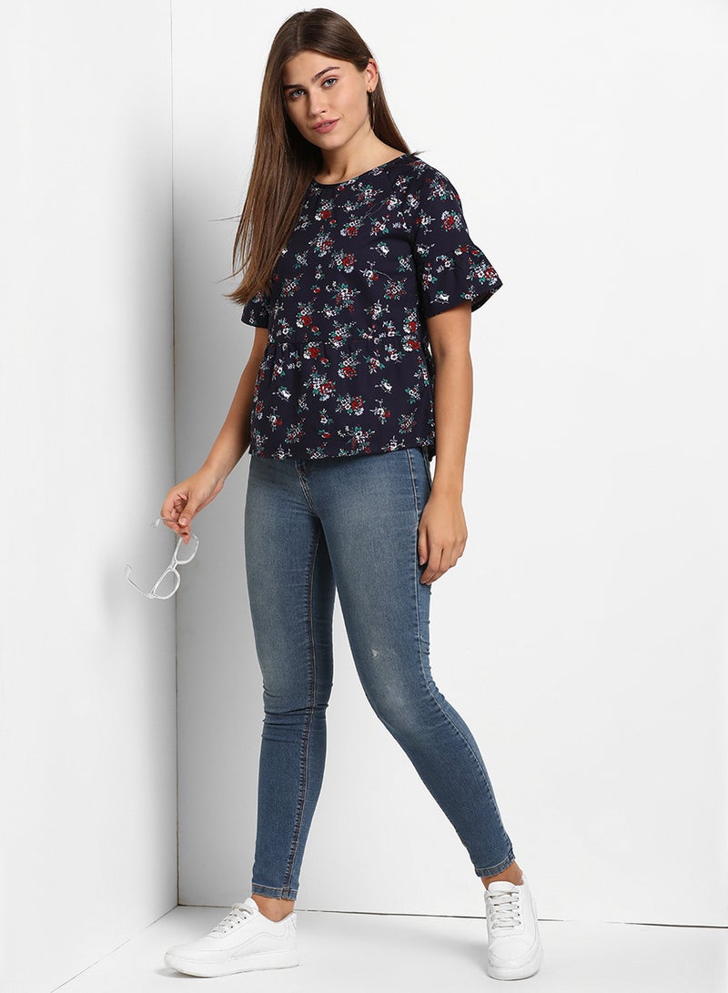 ABOF Casual Printed Top Blue/White  - Image 4