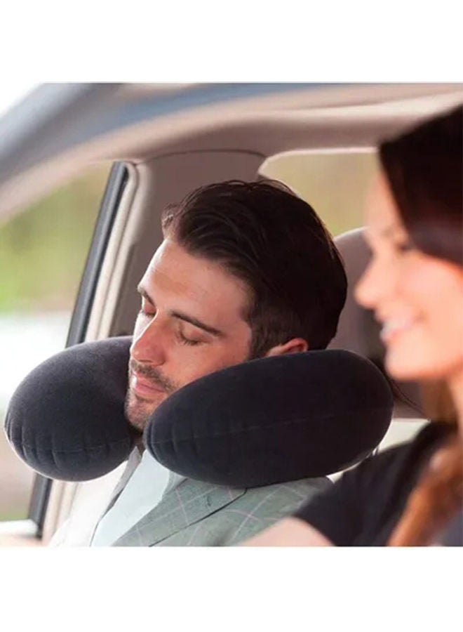 Travel Neck Pillow Velvet Black 36x30x10cm - Image 2