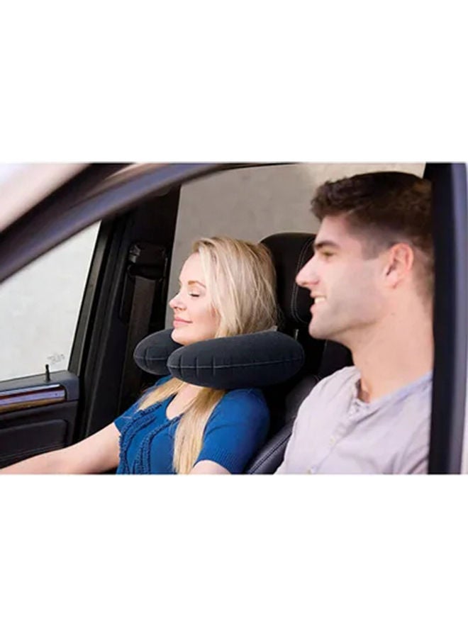Travel Neck Pillow Velvet Black 36x30x10cm - Image 3