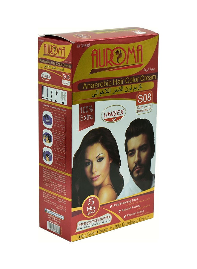 AUROMA Hair Colour Cream With Developer Set Dark Brown Red 200ml  - Image 1