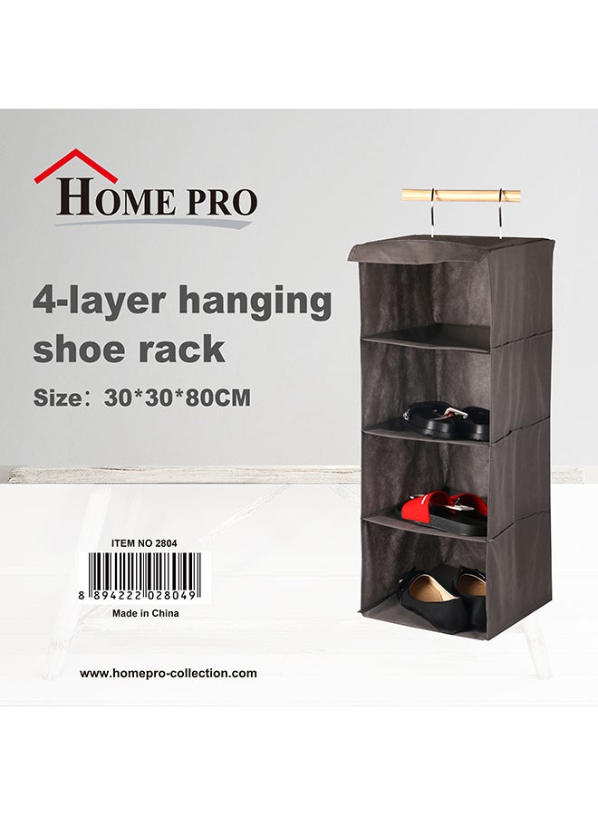 4-Layer Hanging Shoe Rack Grey