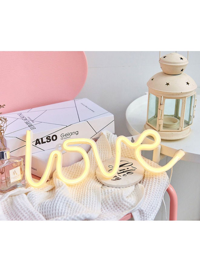 Neon LED Love Sign Shaped Decorative Light Yellow  - Image 1