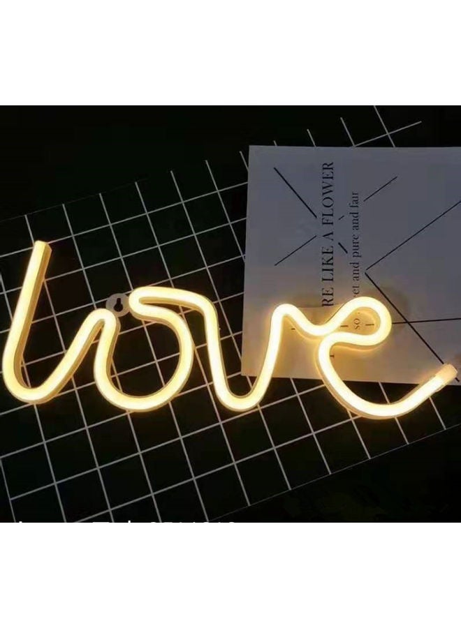 Neon LED Love Sign Shaped Decorative Light Yellow  - Image 4