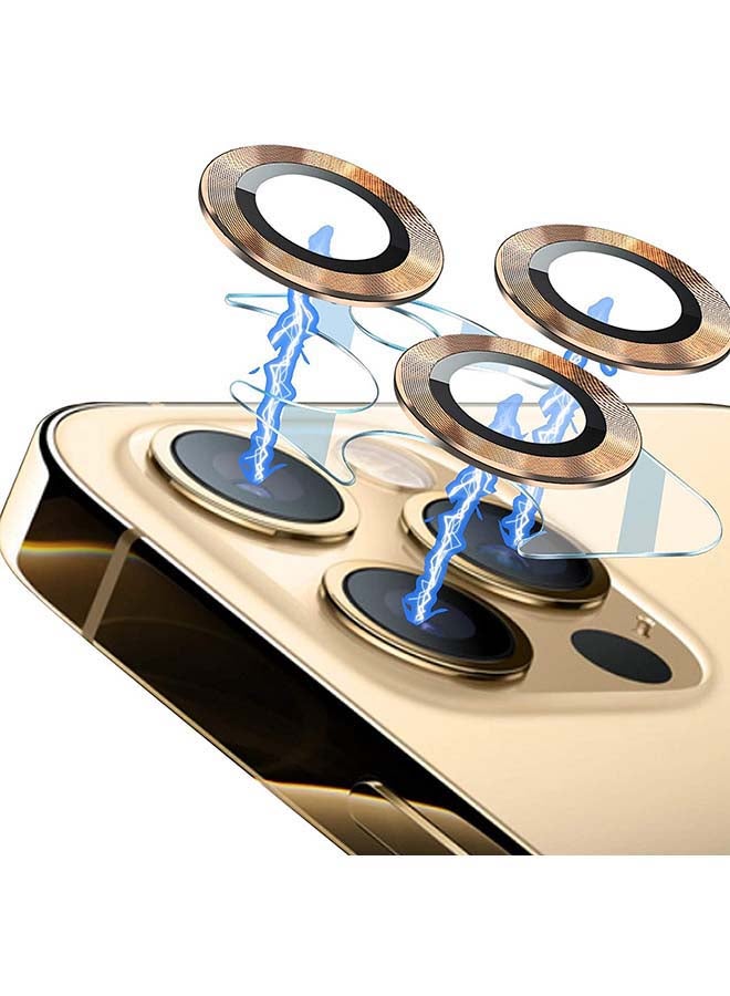 جوي روم حلقة معدنية واقية لعدسة الكاميرا مع واقي من الزجاج المقسّى لهاتف آيفون 12 برو ذهبي - Image 4