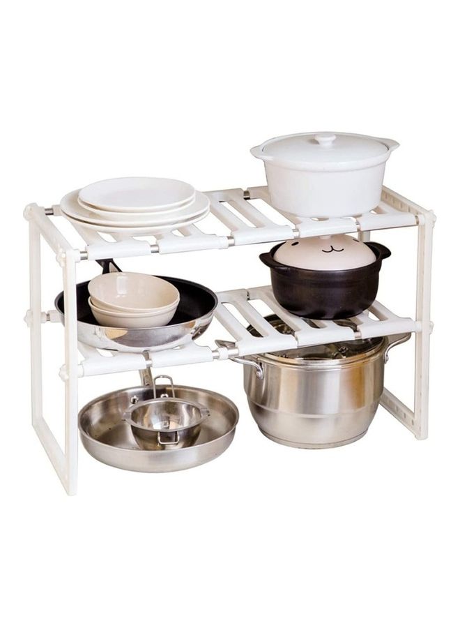 Adjustable 2 Tier Sink Shelf White 40 x 27 x 7cm - Image 2