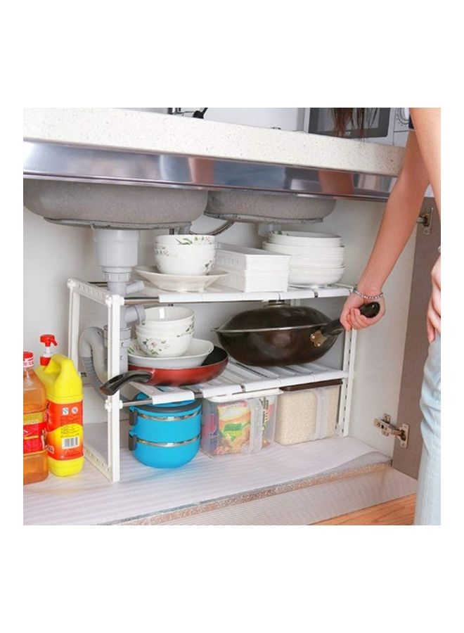 Adjustable 2 Tier Sink Shelf White 40 x 27 x 7cm - Image 4