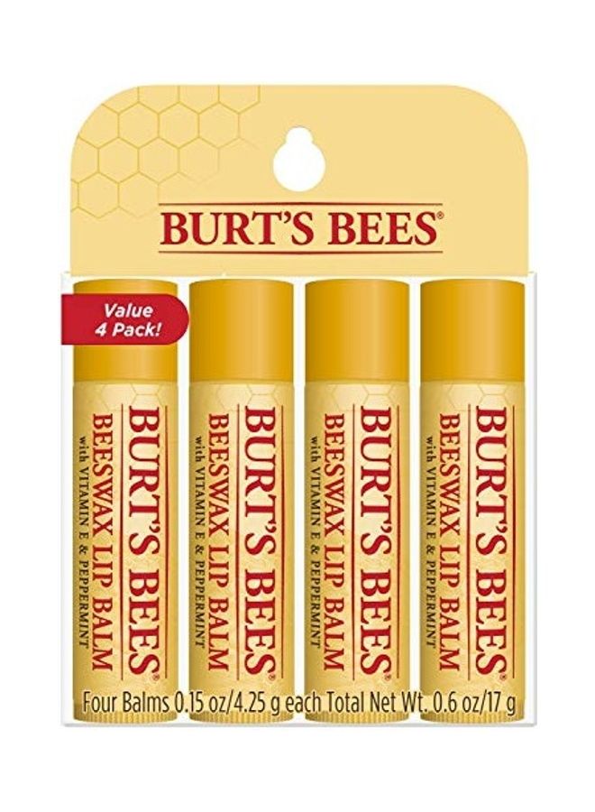 Burt's Bees - 4-Piece Beeswax Lip Balm with Vitamin E and Peppermint 17grams - Image 1