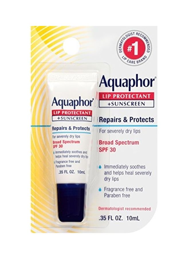Aquaphor Lip Protectant and Sunscreen Ointment - Broad Spectrum SPF 30 - Relieves Chapped Lips - .35 fl. Oz. Tube 4.75 x 3.06 x 4.75inch