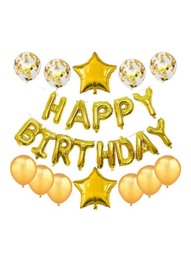 مجموعة بالونات من القصدير قابلة للنفخ بتصميم عبارة "Happy Birthday" مكونة من 25 قطعة